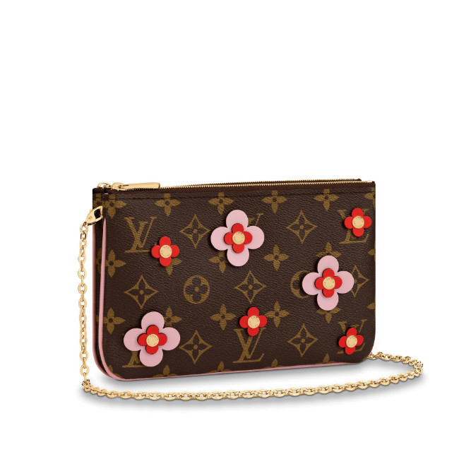 lv m63905 花卉系列 pochette double zip 链条包