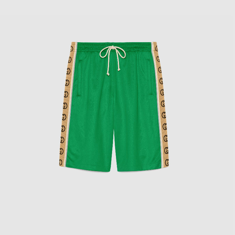 Gucci ‎604150 XJBZ8 3072 绿色GG平纹针织短裤- 顶奢网