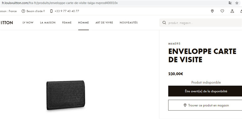 Louis Vuitton TAIGA Enveloppe Carte De Visite (M64595)